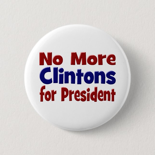 Inga fler Clintons för president röd och blå Knapp (Framsida)