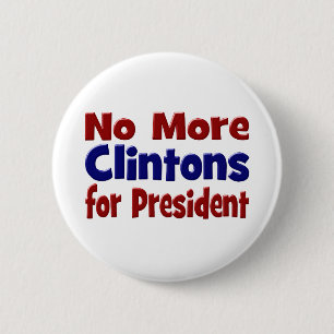 Inga fler Clintons för president röd och blå Knapp