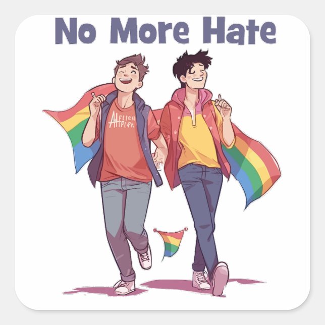 Inga fler HBT-stämplar Fyrkantigt Klistermärke (Framsida)