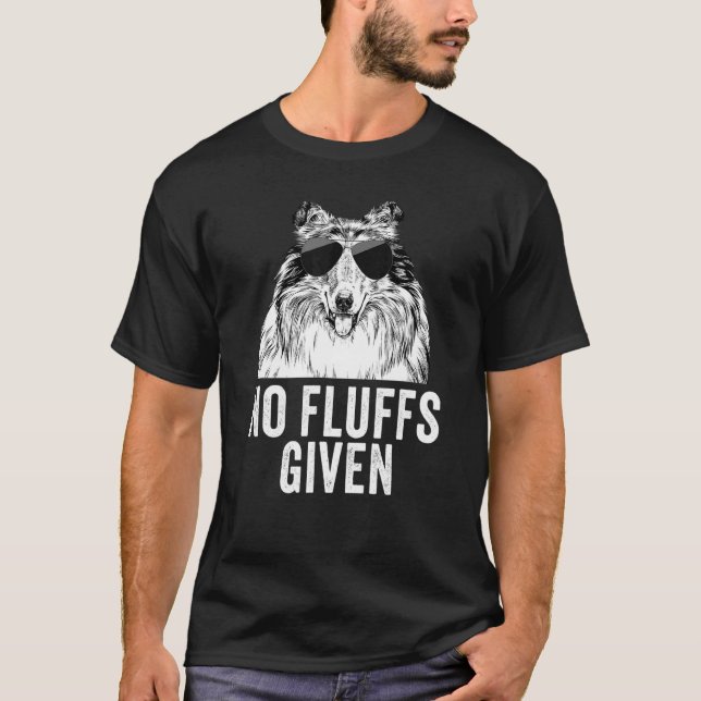 Inga fluffor från Rough Collie Hund Pappa T Shirt (Framsida)
