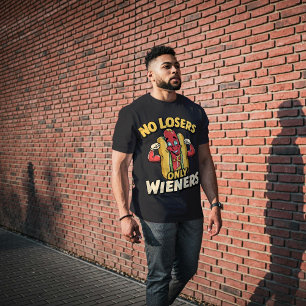Inga förlorare, endast Wiener Funny Hotdog Pun T Shirt