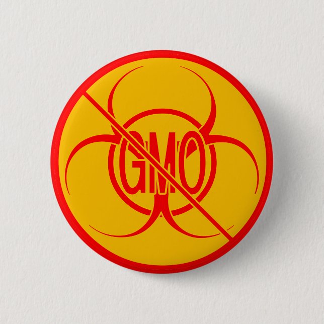 Inga GMO-knappar Biohazard Varning GMO Buttons Sti Knapp (Framsida)