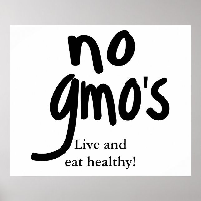 Inga GMO levande och eat Healthy White Poster (Framsidan)