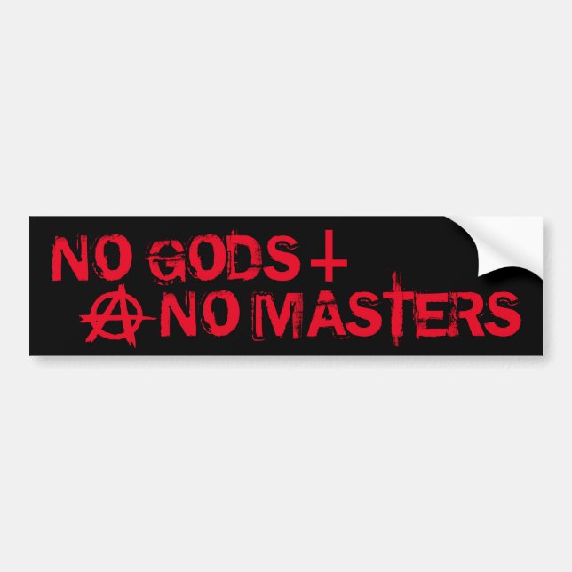 Inga Gods No Masters Anarchy Bumper-etikett Bildekal (Framsidan)