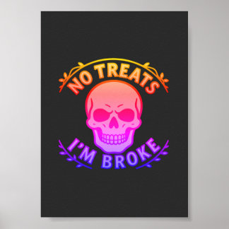 Inga godsaker jag är pank Sarcastic Skalle Hallowe Poster