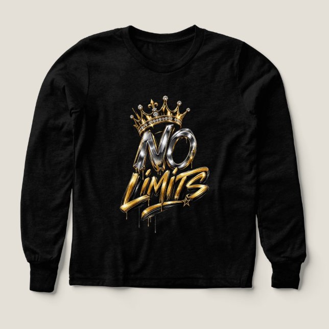 Inga Gränser Guld Krona Lyx Design T Shirt (Design framsida)