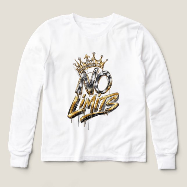 Inga Gränser Guld Krona Lyx Design T Shirt (Design framsida)