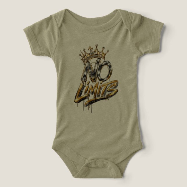 Inga Gränser Guld Krona Lyx Design T Shirt (Design Framsida)