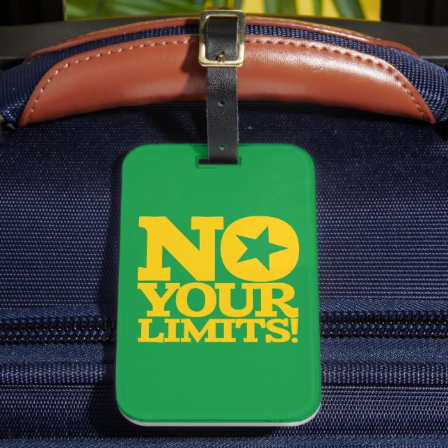 Inga gränser! Guld Text Grönt BG Bagagebricka (Framsida Insitu 2)