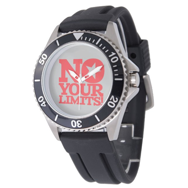 Inga gränser! Röd text Armbandsur (Vinklad)