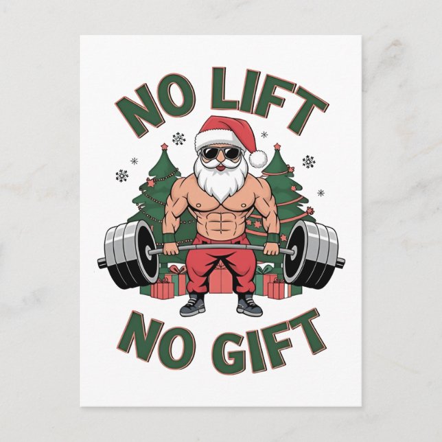 Inga Hiss eller Gift Funny Jultomten Gym Fitness Helg Vykort (Framsida)
