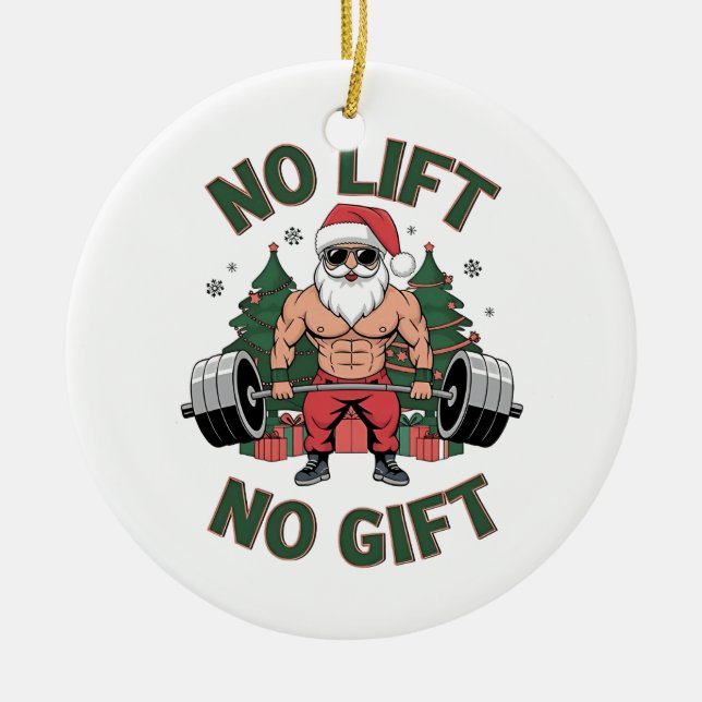 Inga Hiss eller Gift Funny Jultomten Gym Fitness Julgransprydnad Keramik (Framsidan)