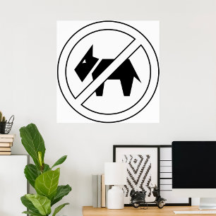 Inga hundar tillåtna fet svart-vit symbol poster