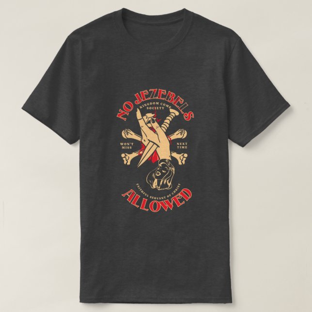 Inga Jezebels tillät Kom Society i Storbritannien T Shirt (Design framsida)
