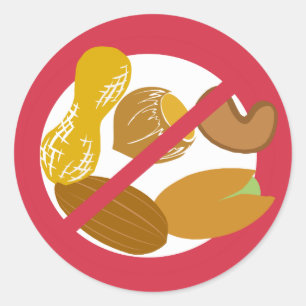 Inga jordnötter eller Nöt Food Allergy Alert Stick Runt Klistermärke