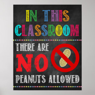 Inga jordnötter tillåtna att Poster klassrum