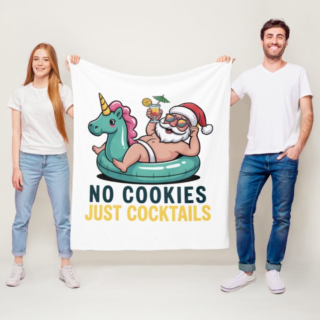 Inga kakor bara cocktails Santa sommar jul  Fleecefilt (På plats)