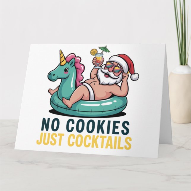 Inga kakor bara cocktails Santa sommar jul  Kort (Framsida)