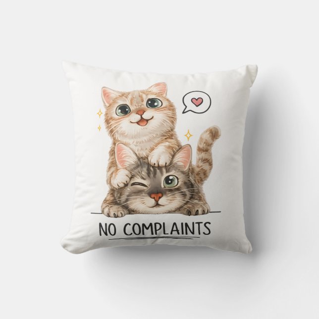Inga klagomål Roligt Söta Katter Dekorativt  Kudde (Framsida)