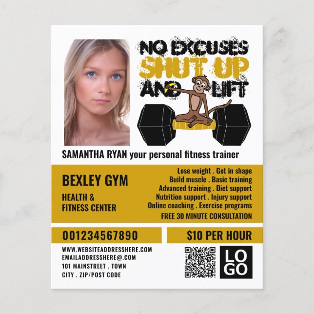 Inga kuggapor, Personlig tränare, Gym Advert Flygblad (Framsidan)