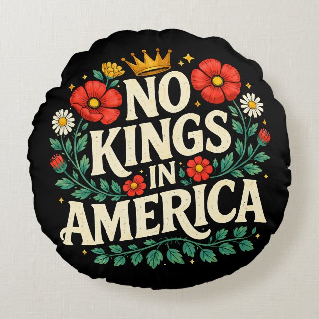 Inga kungar Amerika Rund Kudde (Framsidan)