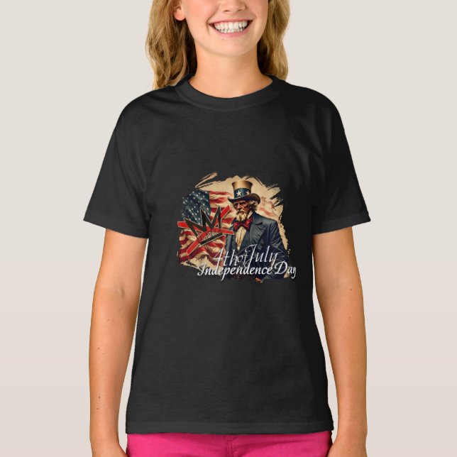 Inga kungar Farbror Sam självständighetsdags konst T Shirt (Framsida)