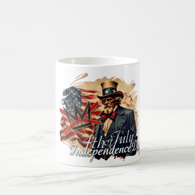 Inga kungar Farbror Sam självständighetsdagskonst Kaffemugg (Center)