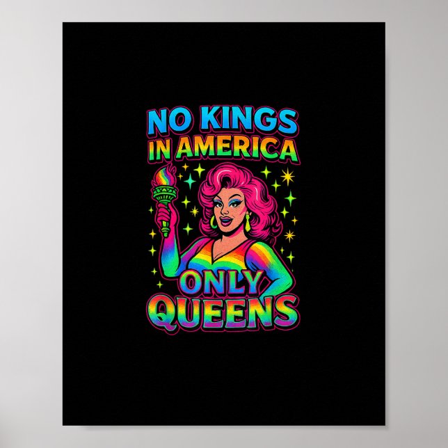 Inga kungar i Amerika, bara drottningar Roligt HBT Poster (Framsidan)