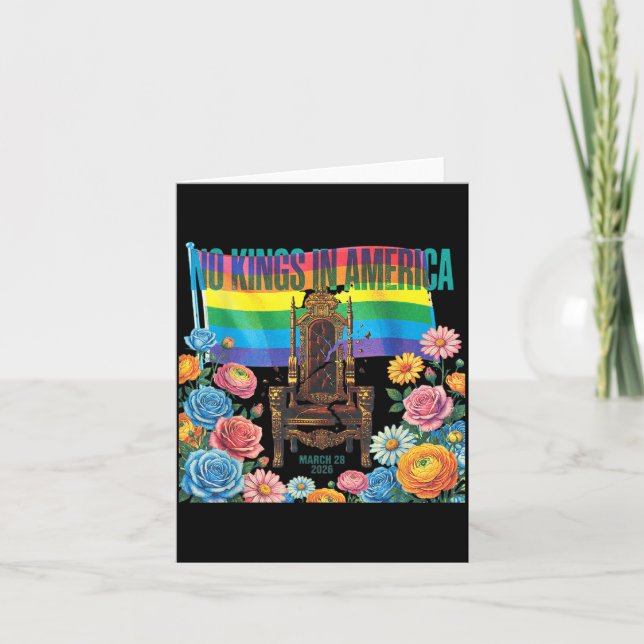 Inga kungar i Amerika Blommig LBGTQ regnbåge Kort (Framsida)