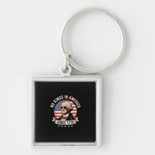 Inga kungar i Amerika sedan 1776-design Fyrkantig Silverfärgad Nyckelring