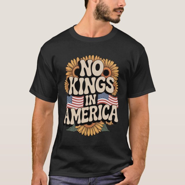 Inga kungar i Amerika (Svart) T-Shirt (Framsida)