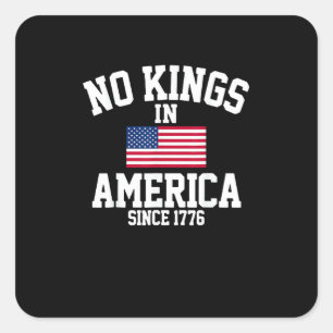 Inga kungar i Amerika USA Flagga Retro Cool Stil Fyrkantigt Klistermärke