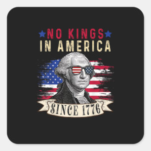 Inga kungar i Amerika USA Flagga Retro Cool Stil Fyrkantigt Klistermärke