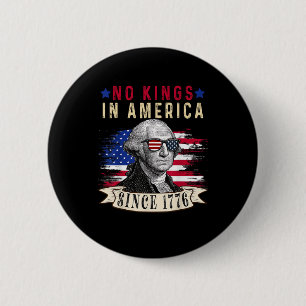 Inga kungar i Amerika USA Flagga Retro Cool Stil Knapp