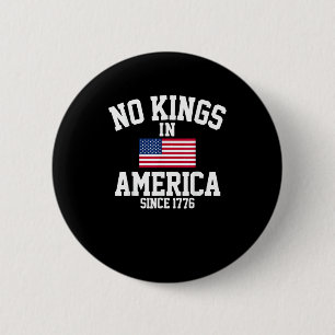 Inga kungar i Amerika USA Flagga Retro Cool Stil Knapp