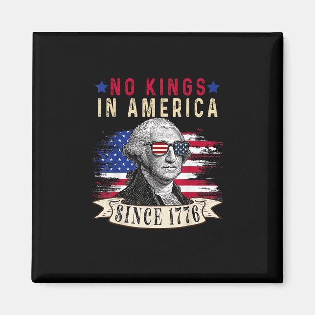 Inga kungar i Amerika USA Flagga Retro Cool Stil Magnet (Framsidan)