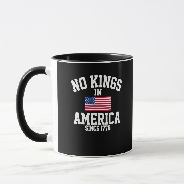 Inga kungar i Amerika USA Flagga Retro Cool Stil Mugg (Vänster)