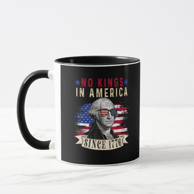 Inga kungar i Amerika USA Flagga Retro Cool Stil Mugg (Vänster)