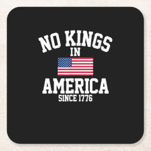 Inga kungar i Amerika USA Flagga Retro Cool Stil Underlägg Papper Kvadrat