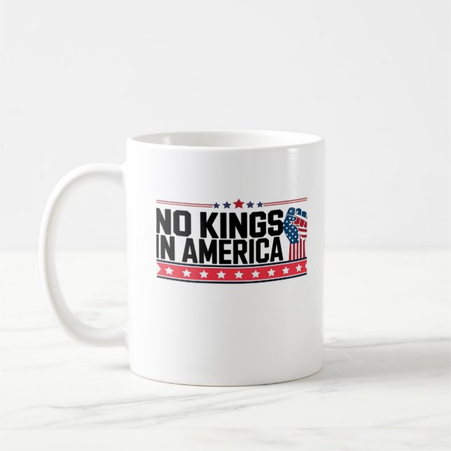 Inga kungar i Amerika USA Minimal ren Kaffemugg (Vänster)