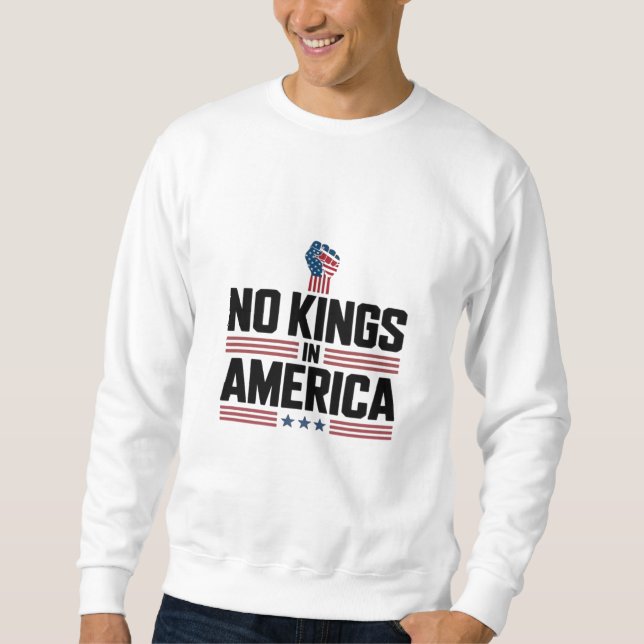 Inga kungar i Amerika USA Retroklassiker Lång Ärmad Tröja (Framsida)