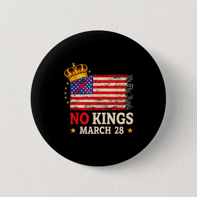 Inga kungar mars 28 2026 no kings day us flag vint knapp (Framsida)