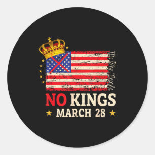 Inga kungar mars 28 2026 no kings day us flag vint runt klistermärke