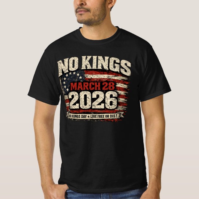 Inga kungar mars 28 2026 protest t shirt (Framsida)