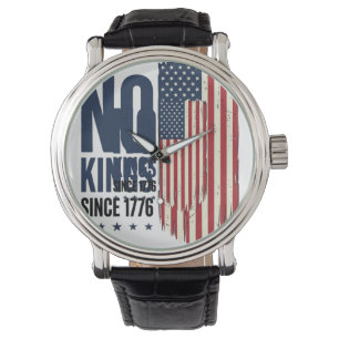 Inga kungar sedan 1776 Patriotisk flaggtröja Desig Armbandsur