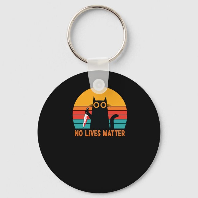 Inga liv - roligt Halloween Cat Sticker Nyckelring (Framsida)