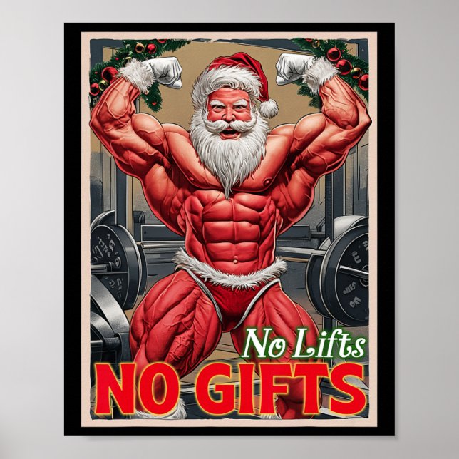 Inga Lyftar Inte Några Presenter Rolig Muskelöknin Poster (Framsidan)