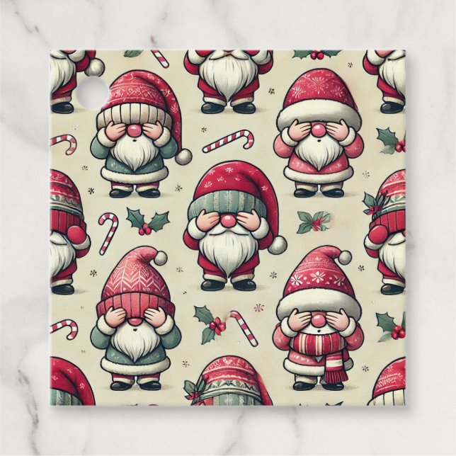 Inga Märkre för Peeking Gnome Gift Gåvor Etiketter (Framsida)