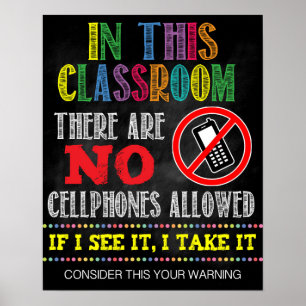 Inga mobiltelefoner som tillåts Poster skolan