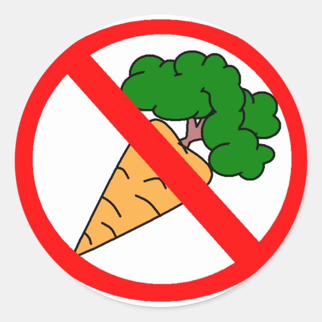 Inga morötter! runt klistermärke (Framsida)